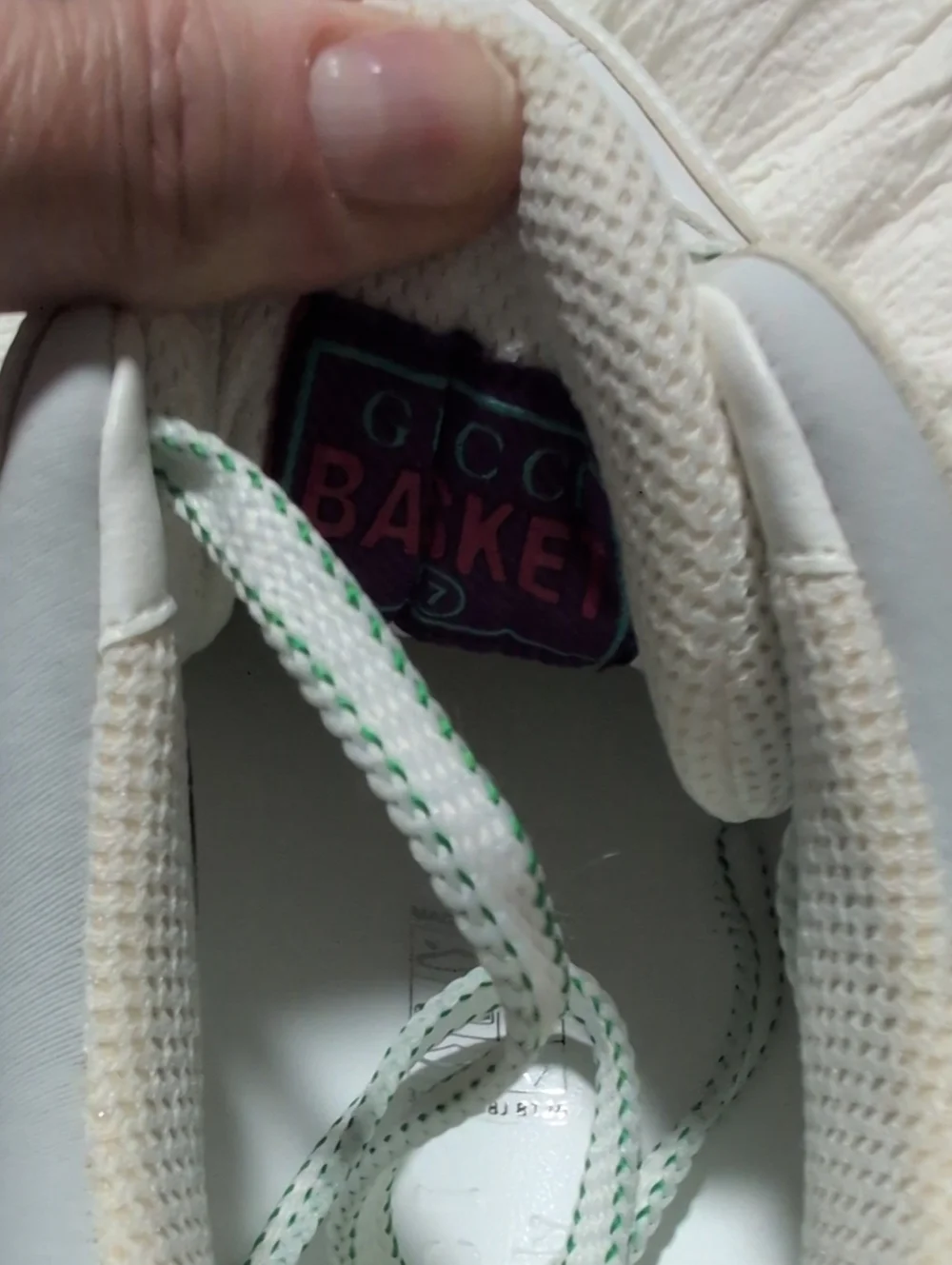 Gucci Basket Low Sneaker RIGHT SHOE ONLY White Green Demetra Men's 7